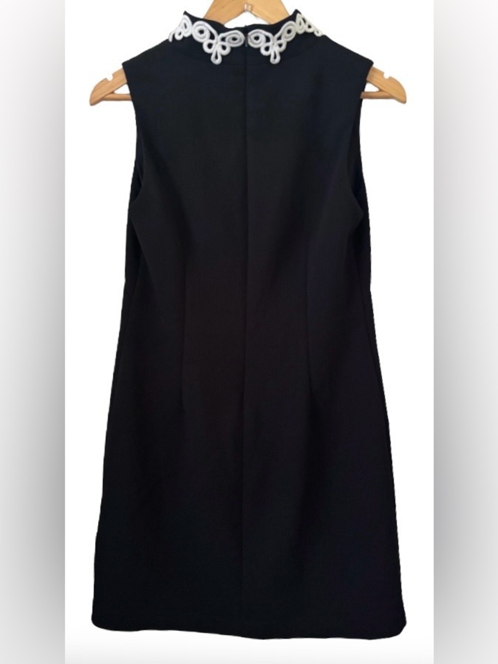 Vince Camuto blk pique knt slvlss sheath drss w wht trm SZ 6 old money Classic - Picture 3 of 8